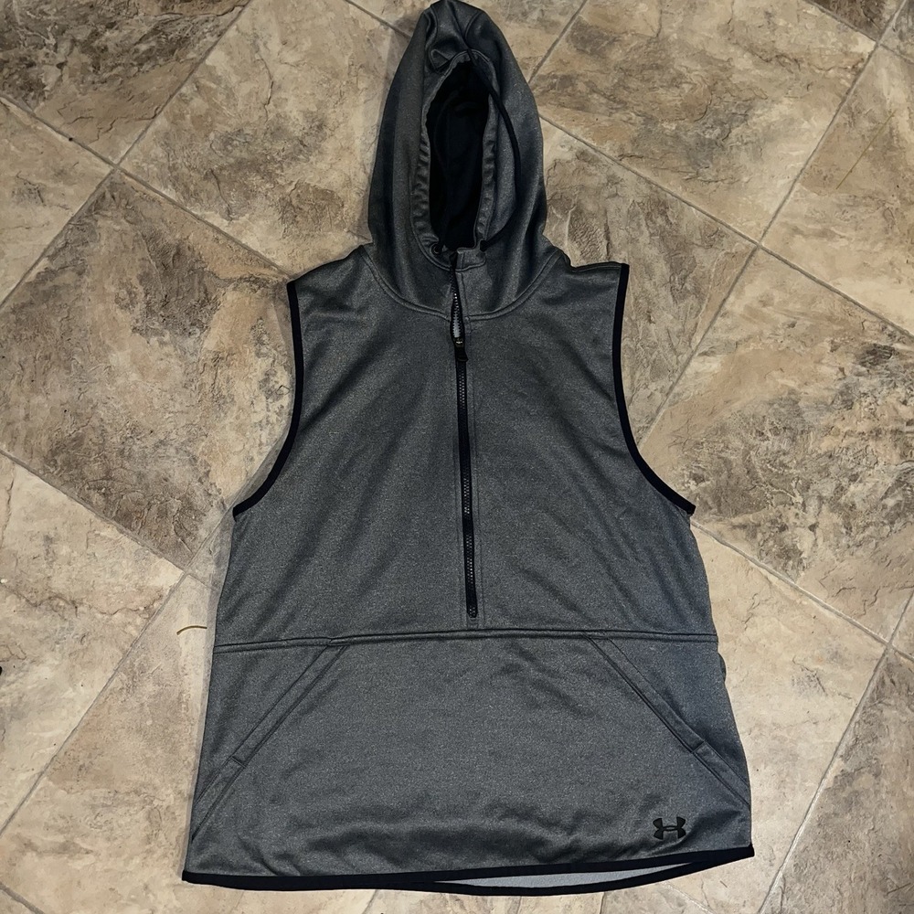 Under Armour UA Women's Cold Gear Storm Fleece Vest Loose Gray 1/2 Zip Medium